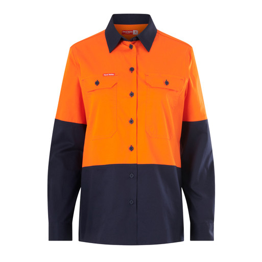 Hard Yakka Y08423 Long Sleeve Ladies Hi-Vis No Tape Shirt - Territory Uniforms