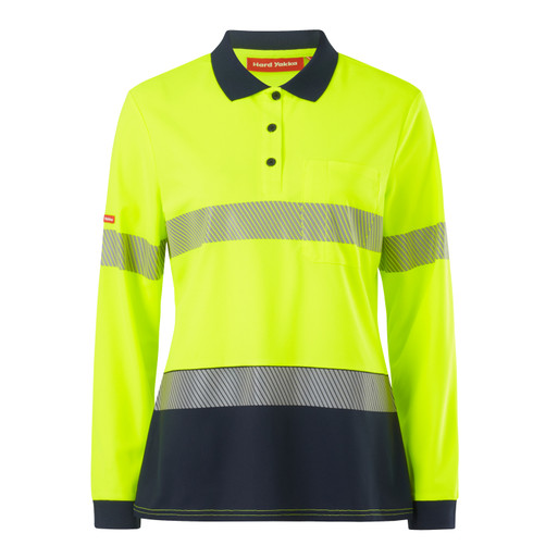 Y08604 L/S Womens Double Taped Hi Vis Polo