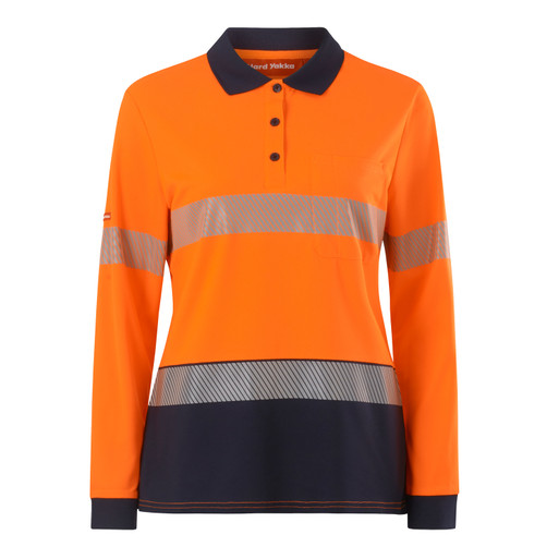 Y08604 L/S Womens Double Taped Hi Vis Polo