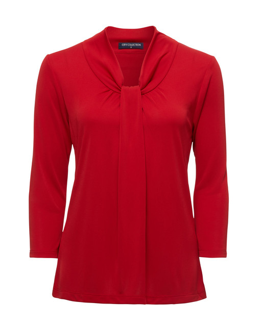 2221-Pippa-3/4 Sleeve-Soft Draped Neckline-Gathered Front