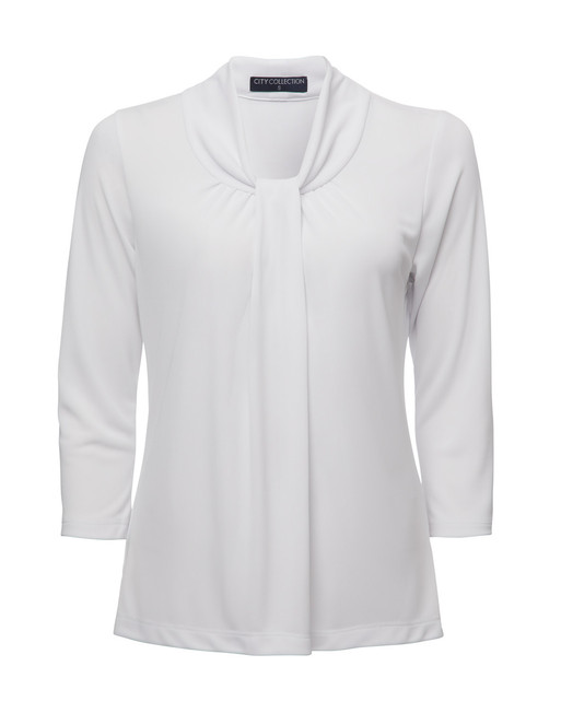 2221-Pippa-3/4 Sleeve-Soft Draped Neckline-Gathered Front