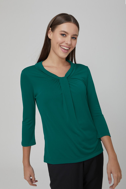 2221-Pippa-3/4 Sleeve-Soft Draped Neckline-Gathered Front