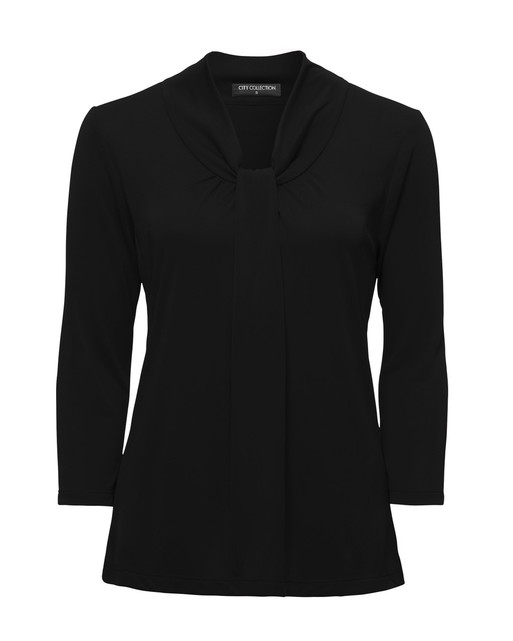 2221-Pippa-3/4 Sleeve-Soft Draped Neckline-Gathered Front