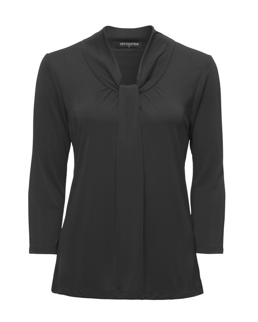 2221-Pippa-3/4 Sleeve-Soft Draped Neckline-Gathered Front