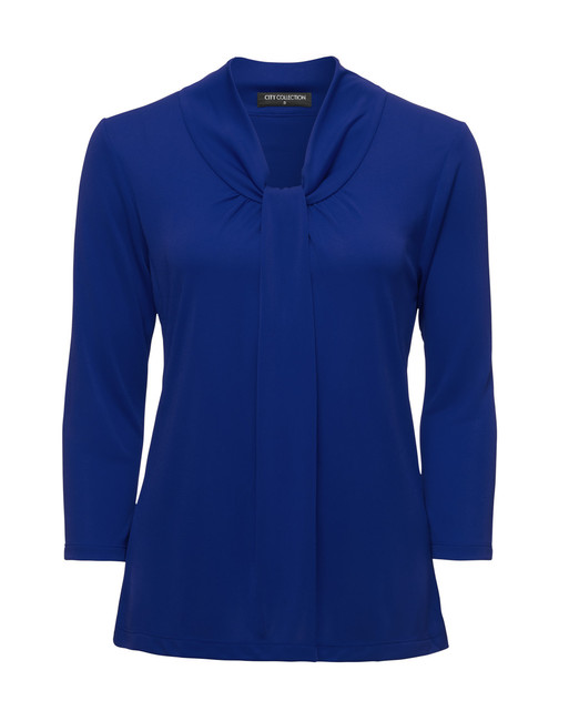 2221-Pippa-3/4 Sleeve-Soft Draped Neckline-Gathered Front