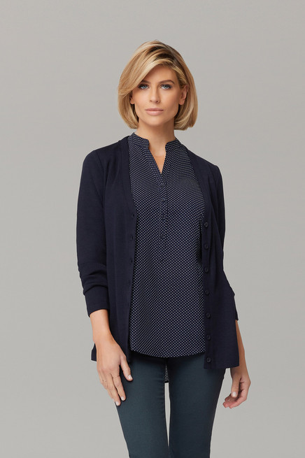 2225-L/S V Neck Longline Cardigan-Merino Wool Blend