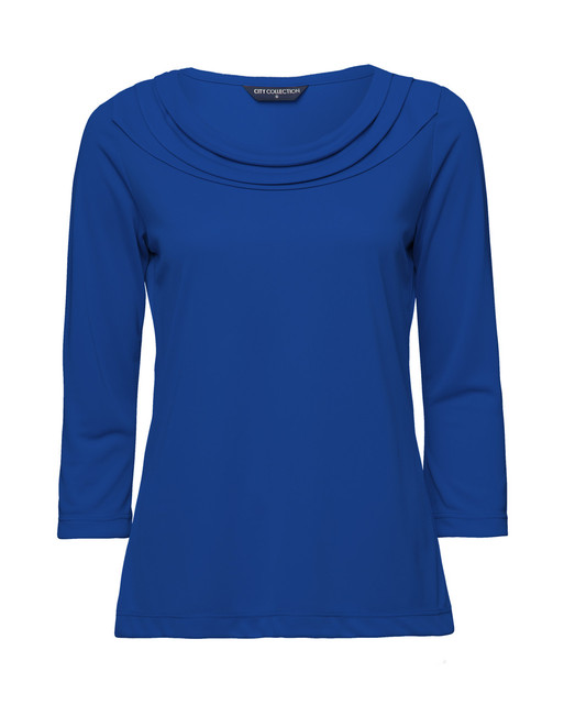 2226-Eva-3/4 Sleeve-Draped Round Cowl Neckline