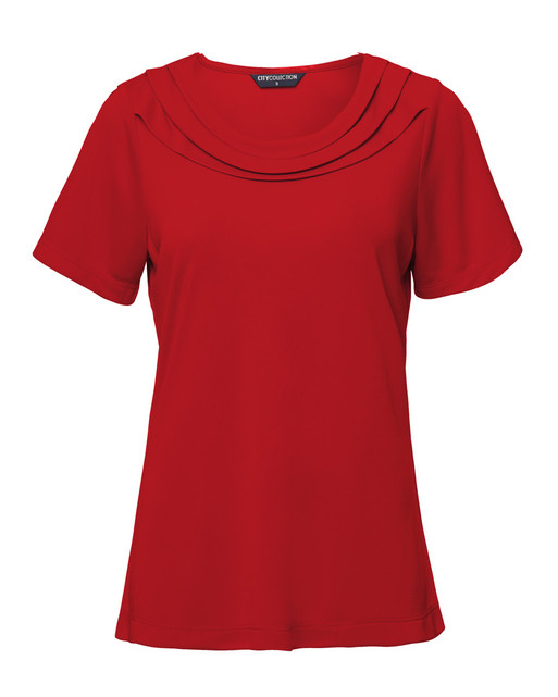 2227-Eva-S/S-Draped Round Cowl Neckline