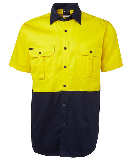 JB's Wear 6HWS 6HWS Short Sleeve Shirt - Midweight - Yellow/Navy - Territory Uniforms