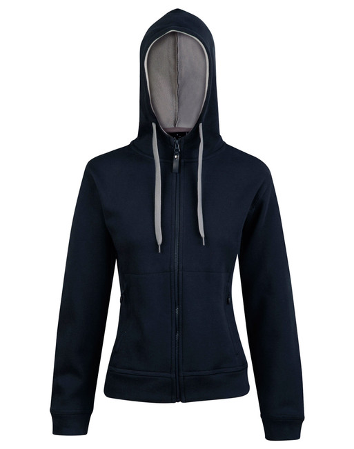 FL18 Ladies' Full Zip Contrast Fleece Hoodie