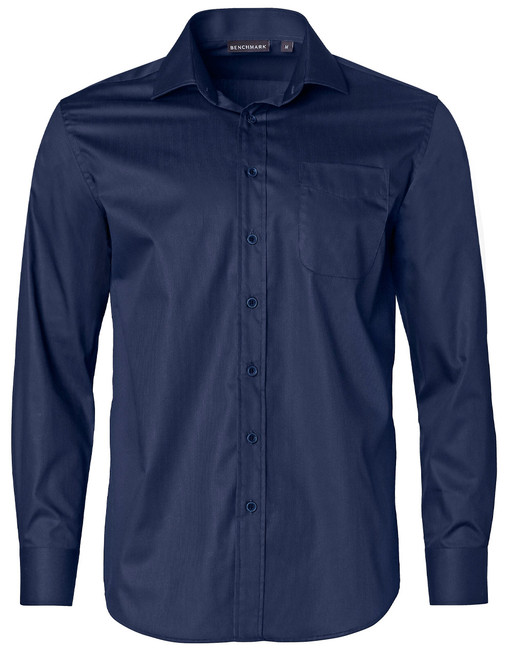 M7110L Men's Dobby Striped Taped L/S Shirt
