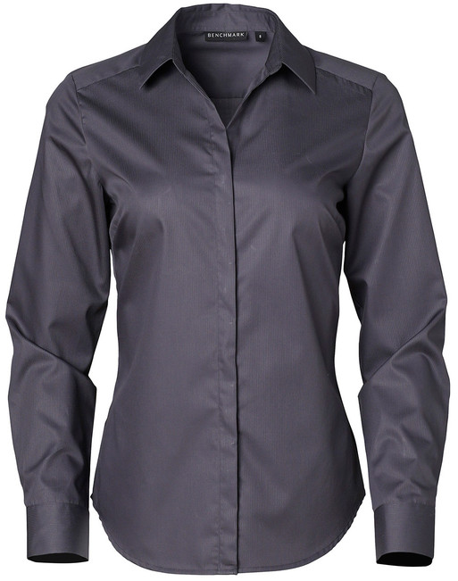 M8110L Ladies' Dobby Striped Taped L/S Shirt