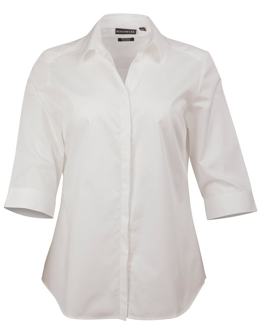 M8110Q Ladies' Dobby Striped Taped 3/4 Sleeve Shirt