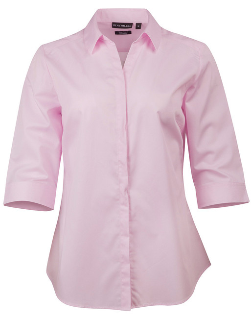 M8110Q Ladies' Dobby Striped Taped 3/4 Sleeve Shirt