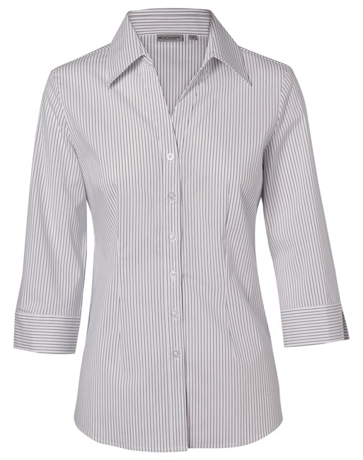 M8200Q Women's Ticking Stripe 3/4 Sleeve Shirt