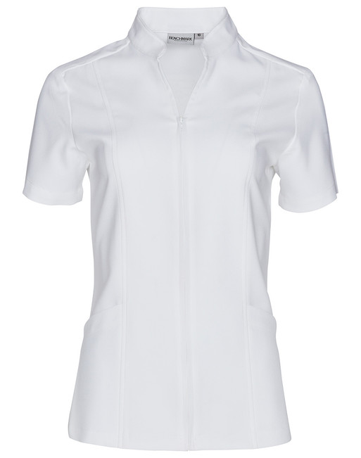 Benchmark M8636S Women's Full Zip Front Short Sleeve Tunic - Territory Uniforms