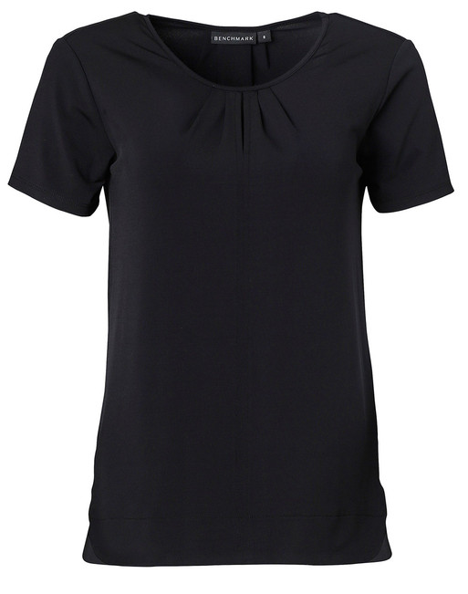 Benchmark M8850 Ladies' Round Neck with Pleats Short Sleeve Knit - Territory Uniforms