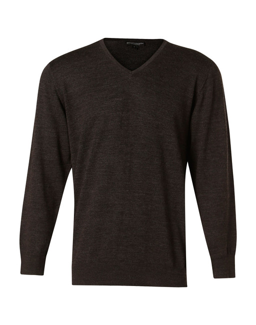 M9502 Men's 100% Merino Wool V Neck L/S Sweater