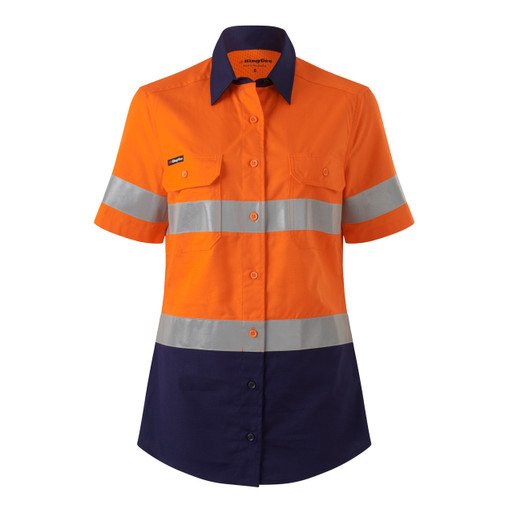 Lightweight breathable fabric-Two secure chest pockets with pen partion-Underarm and back cooling vents-50mm Reflectec Tape