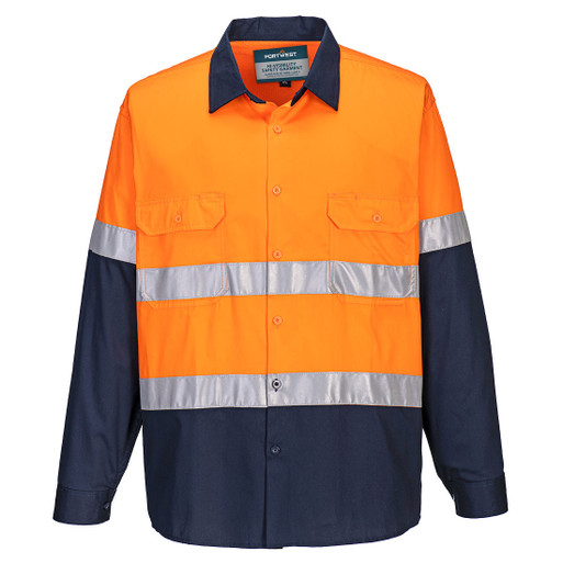 Portwest WWL8001A Long Sleeve Open Front Vented Hoop Pattern 3M Tape - Territory Uniforms
