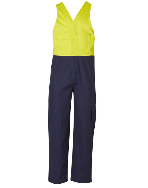 SW202 Hi-His Two Tone Men's Cotton Drill Action Back Overall-Stout