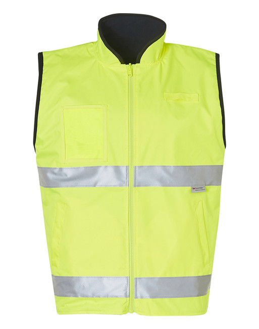 SW49 Hi-Vis Reversible Mandarine Collar Safety Vest With 3M Tapes