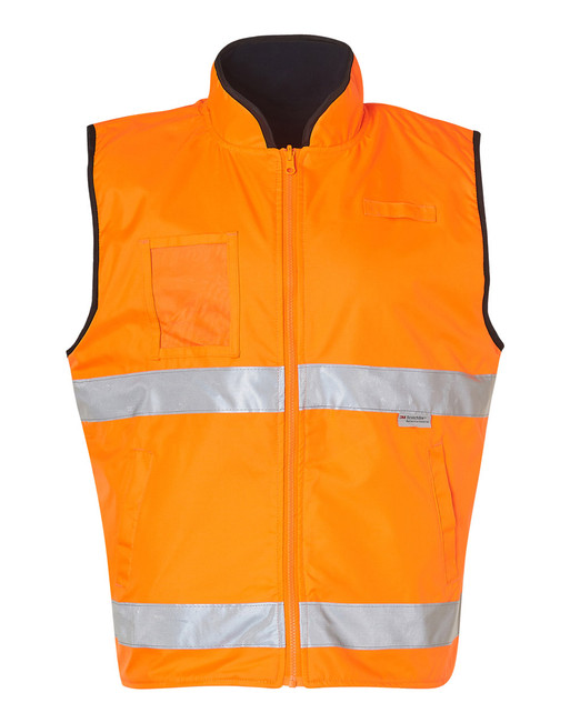 SW49 Hi-Vis Reversible Mandarine Collar Safety Vest With 3M Tapes