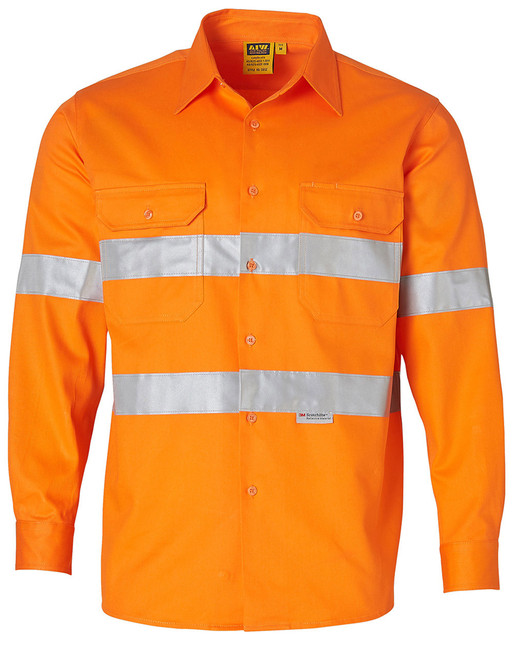 SW52 Men's Hi-Vis L/S Drill Shirt With 3M Tapes