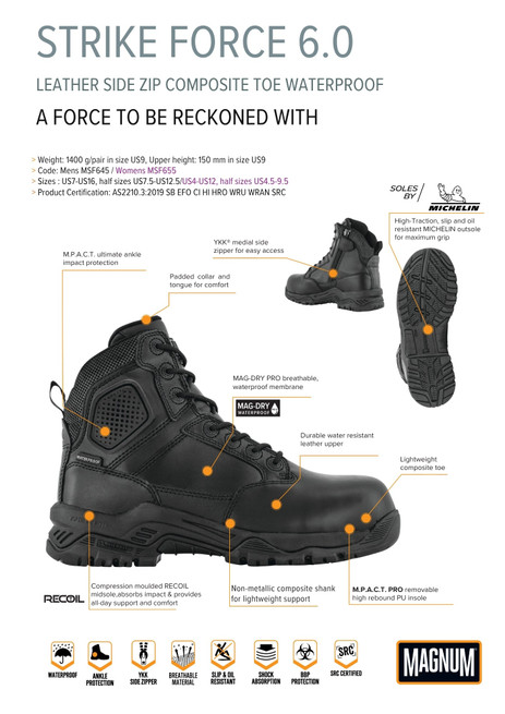 MSF655-Strike Force 6.0 Leat CT SZ WP Wo with Pull Tab