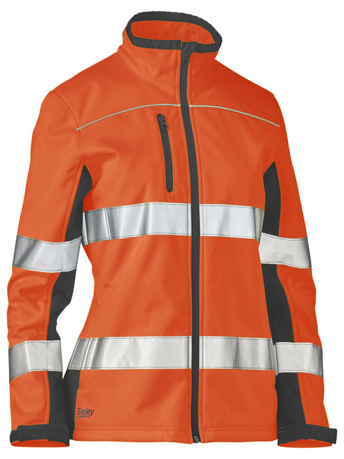 BJL6059T-Women's Taped Two Tone Hi Vis Soft Shell Jacket