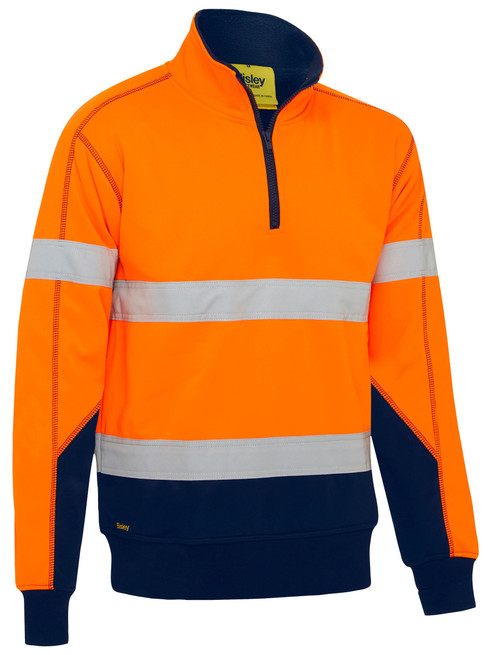 BK6987T-Taped Hi Vis 1/4 Zip Fleece Pullover with Sherpa Lining