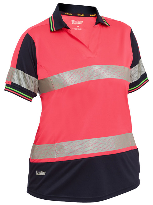 BKL1225T-Women's Taped Two Tone Hi Vis V-Neck Polo