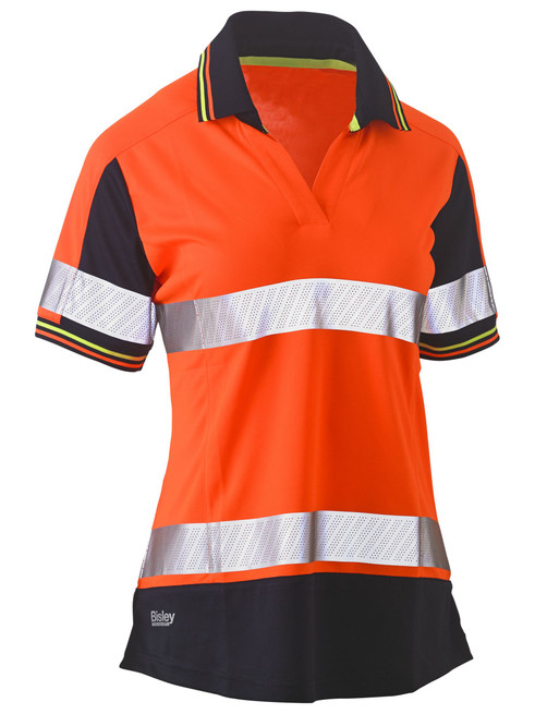 BKL1225T-Women's Taped Two Tone Hi Vis V-Neck Polo