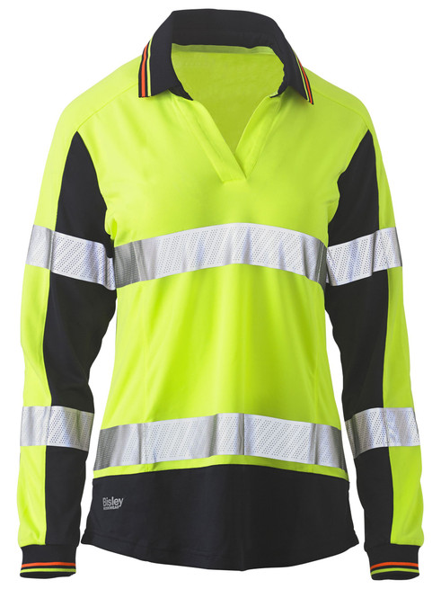BKL6225T-Women's Taped Two Tone Hi Vis V-Neck Polo