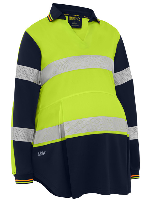 BKLM6225T-Women's Taped Hi Vis Recycled V-Neck Maternity Polo