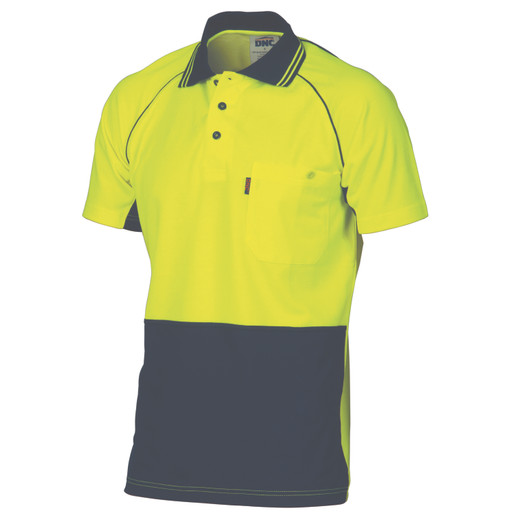HiVis Cotton Backed Cool-Breeze Contrast Polo - Short Sleeve