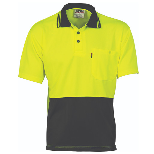 HiVis Two Tone Cool Breathe Polo Shirt - Short Sleeve