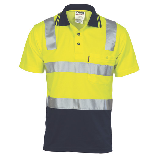 Cotton Back HiVis Two Tone Polo Shirt with CSR R/Tape - Short Sleeve