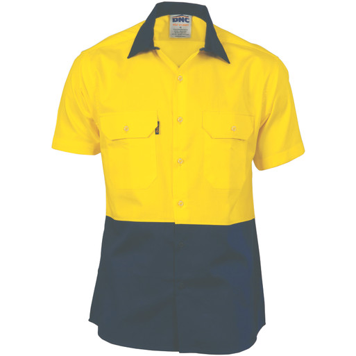 HiVis Two Tone Cool-Breeze Cotton Shirt - Short Sleeve