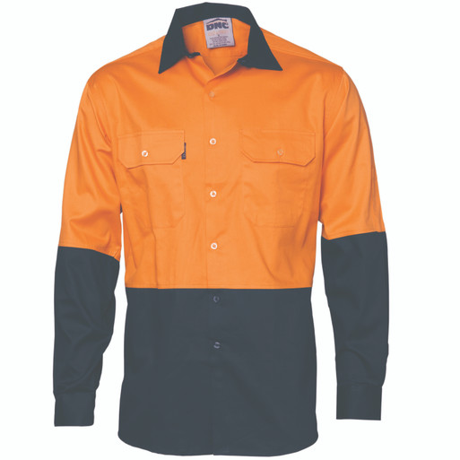 HiVis Two Tone Cool-Breeze Cotton Shirt - Long Sleeve