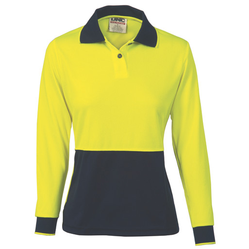 Ladies HiVis Two Tone Polo Shirt - Long Sleeve