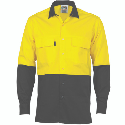 HiVis 3 Way Cool-Breeze Cotton Shirt - Long Sleeve