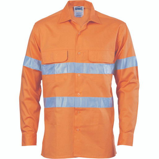HiVis 3 Way Cool-Breeze Cotton Shirt with CSR R/Tape - Long sleeve