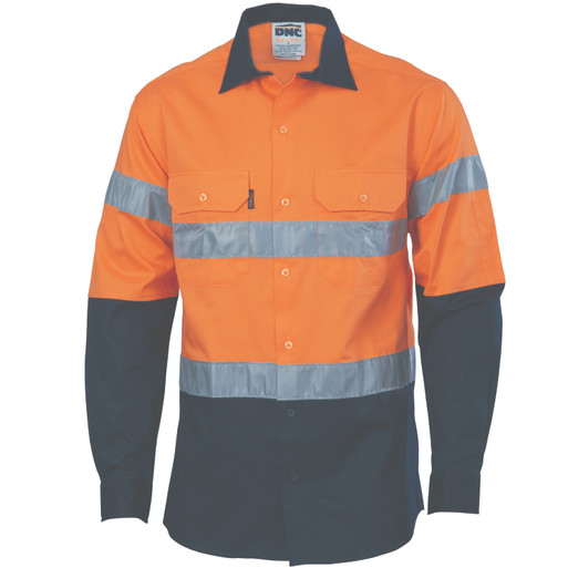 HiVis D/N Two Tone Drill Shirt with CSR R/Tape - Long Sleeve