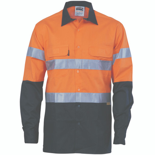 HiVis Cool-Breeze Cotton Shirt with 3M 8906 R/Tape - Long Sleeve