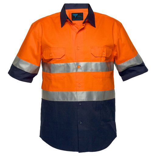 MA102 Hi-Vis Two Tone Regular Weight Short Sleeve Shirt with Tape