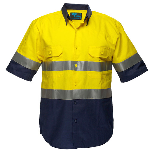 MA102 Hi-Vis Two Tone Regular Weight Short Sleeve Shirt with Tape