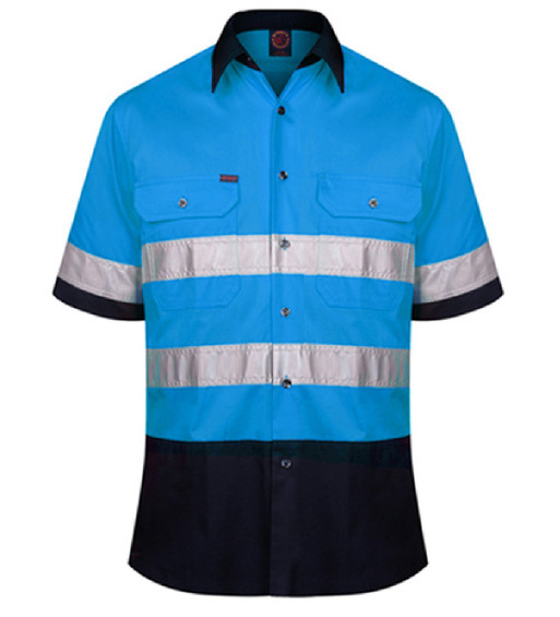RM1050RS 2 Tone Open Front Shirt S/S 50MM Reflective Tape