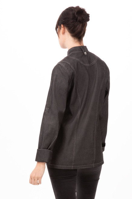 Gramercy Women's Denim Chef Jacket- Black