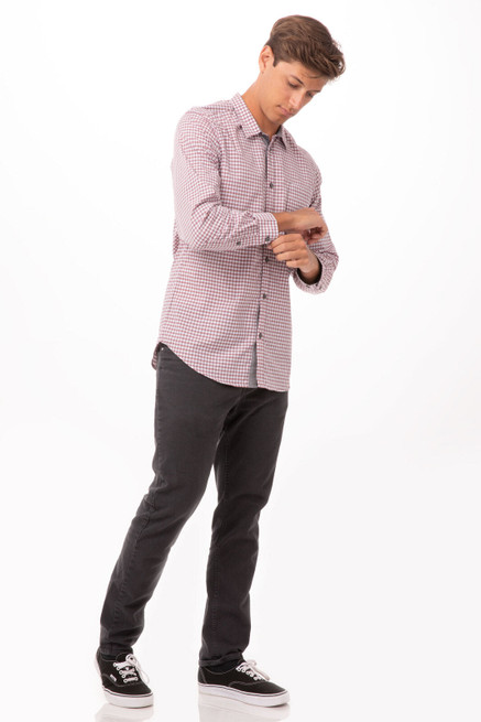 Modern Gingham Men's Long Sleeve Dress Shirt-
